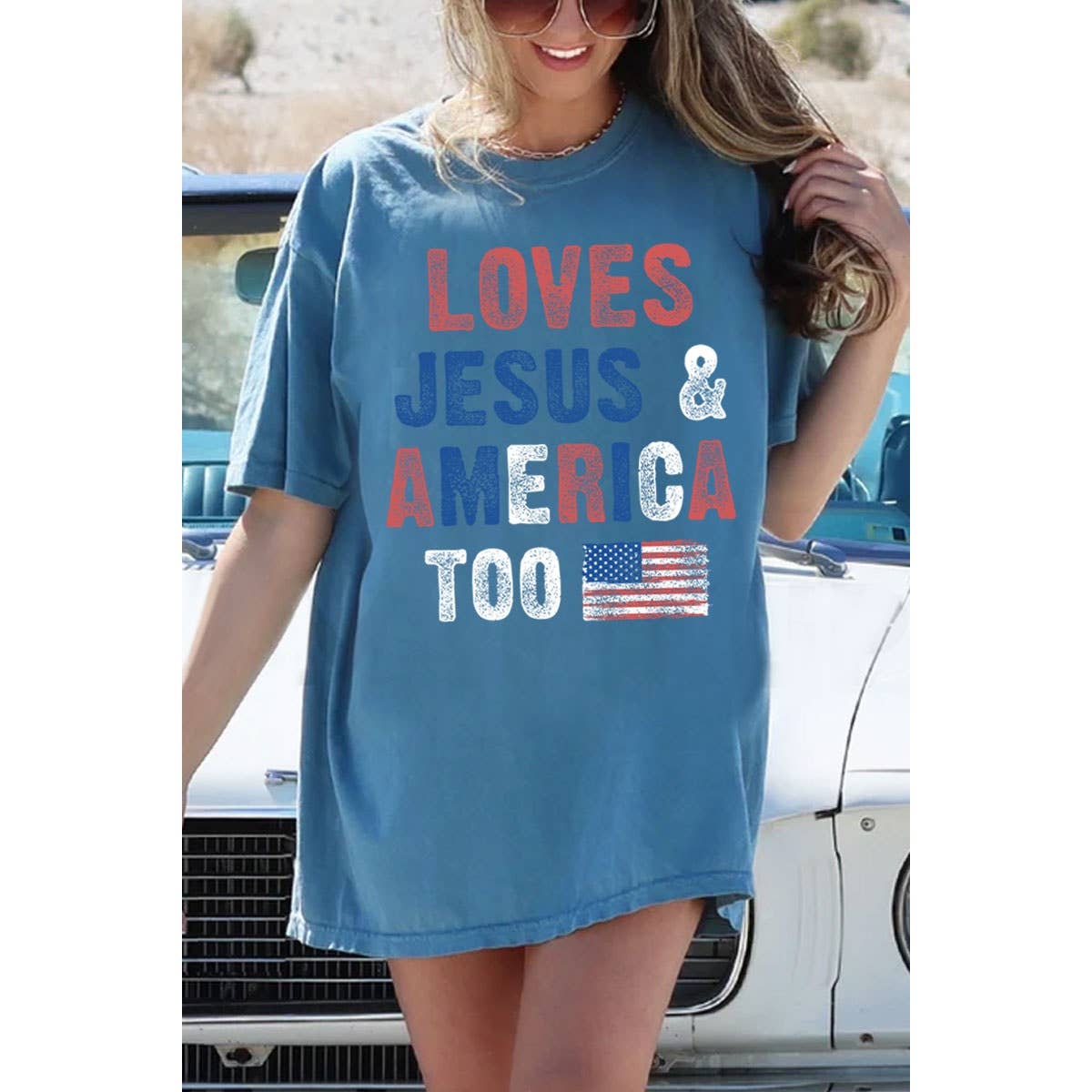 LOVE JESUS N AMERICA TOO MINERAL GRAPHIC TEE