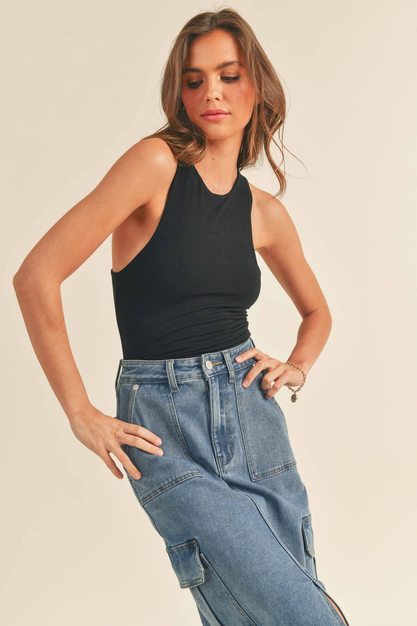 MDT1203PRM DOUBLE LAYERED HIGH NECK RACER BACK TANK TOP
