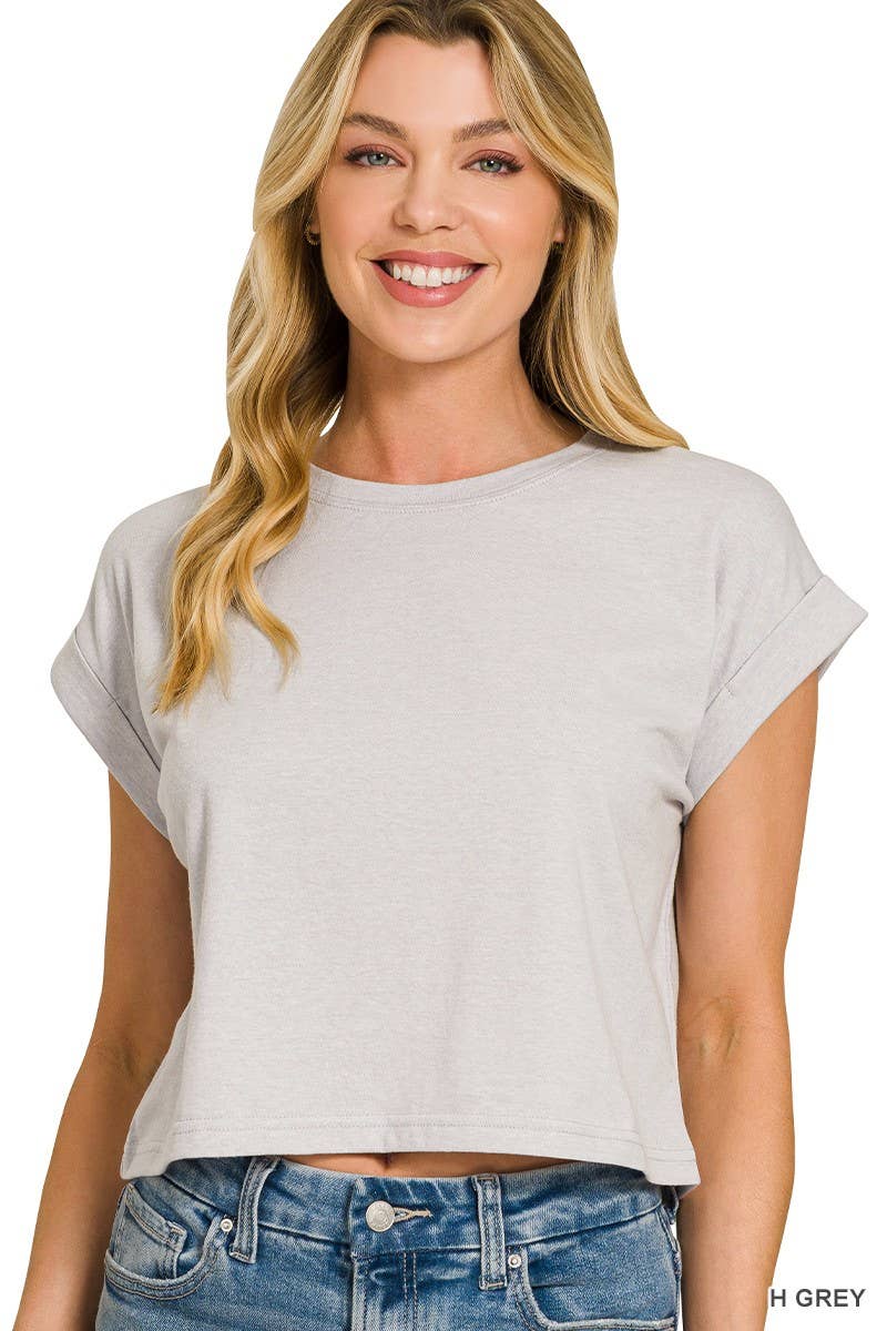 Cotton Folded Sleeve Top