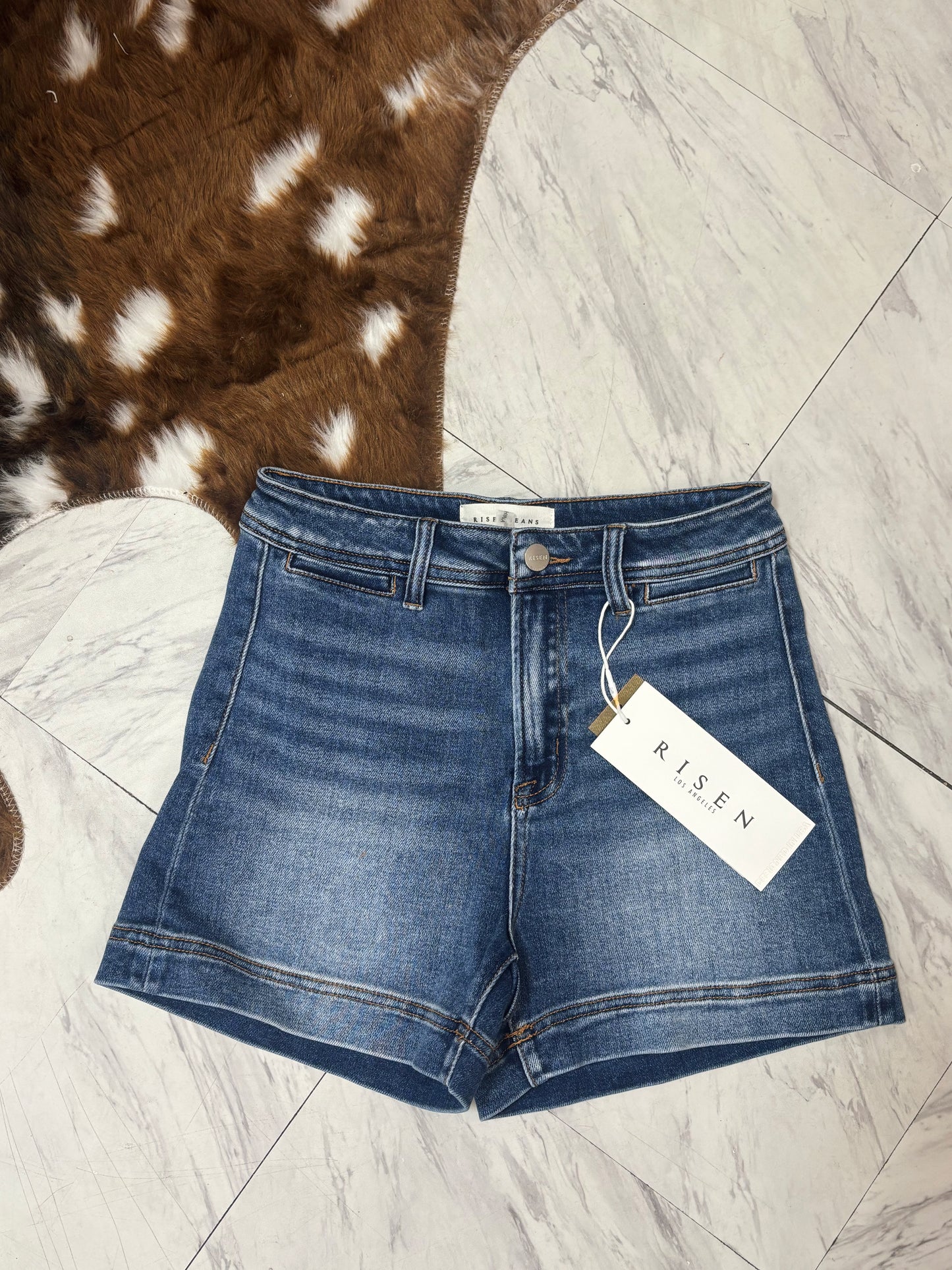 High Rise Front Welt Pocket Shorts