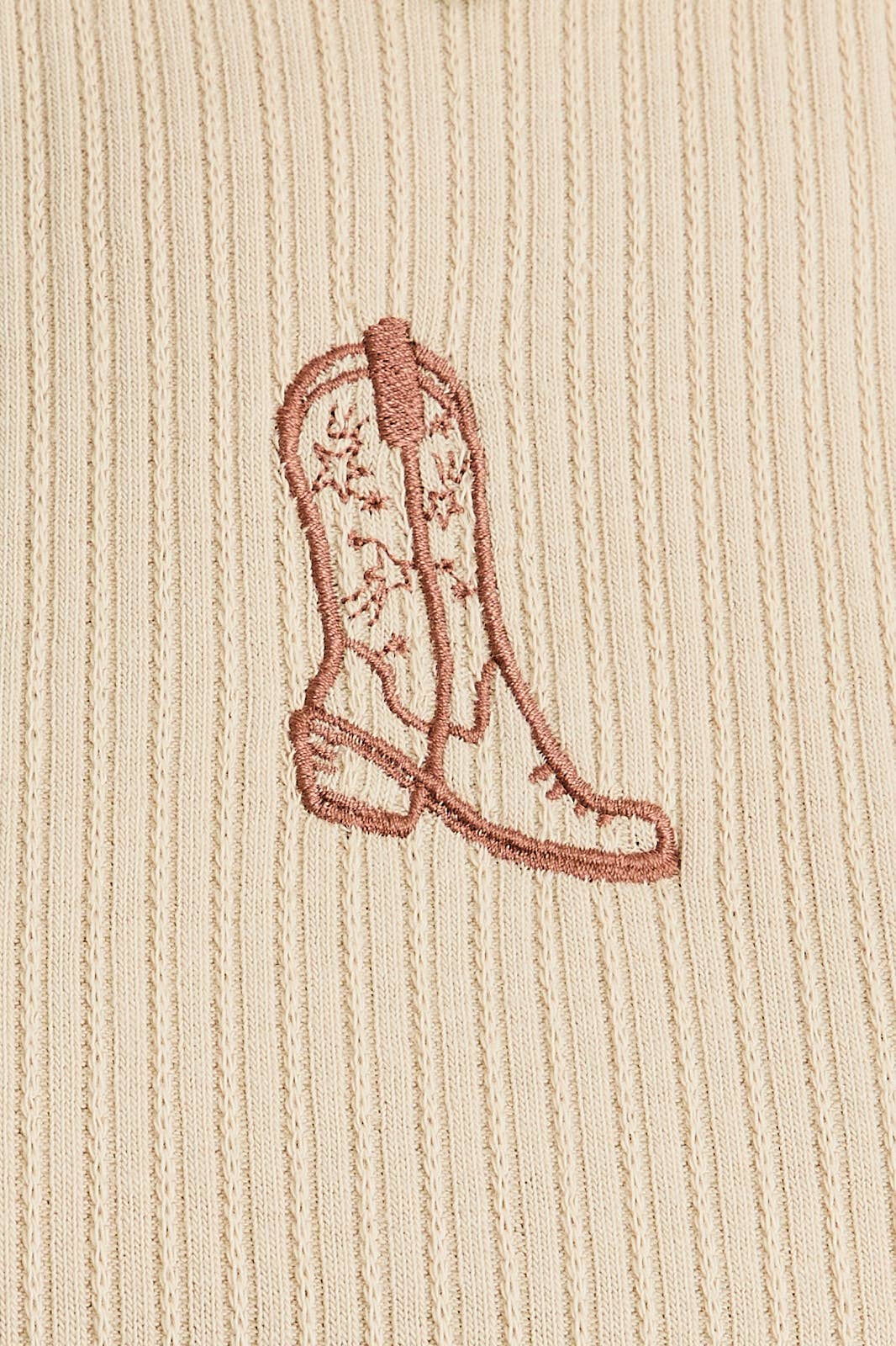 EMBROIDERY DETAIL RIB TANK TOP