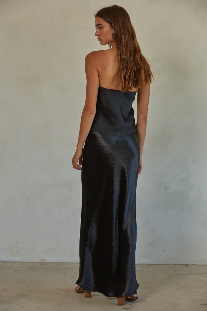 Woven Polyester Satin Tube Strapless Top