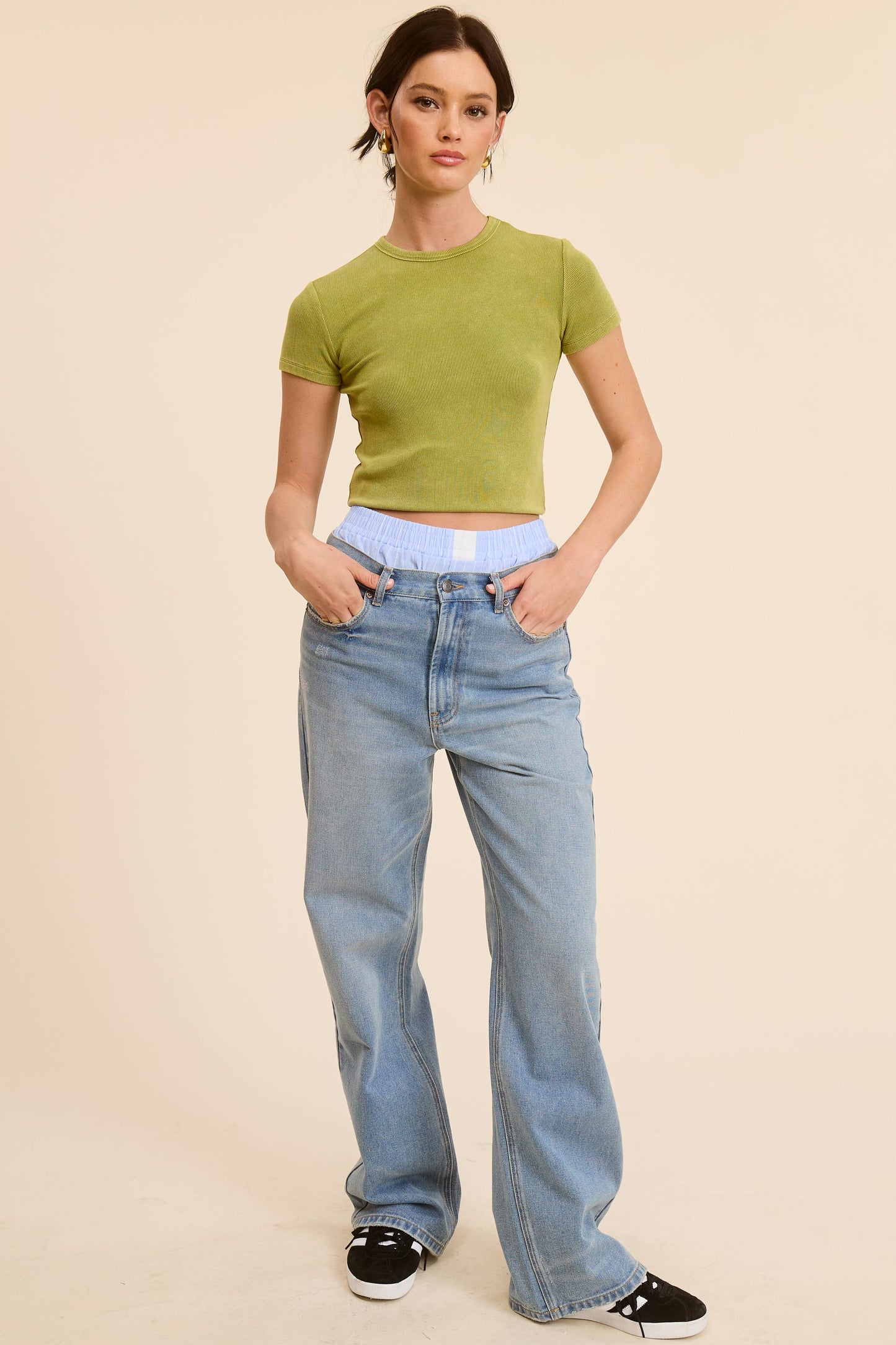 Garment Dye Wash Short Sleeve Knit Top
