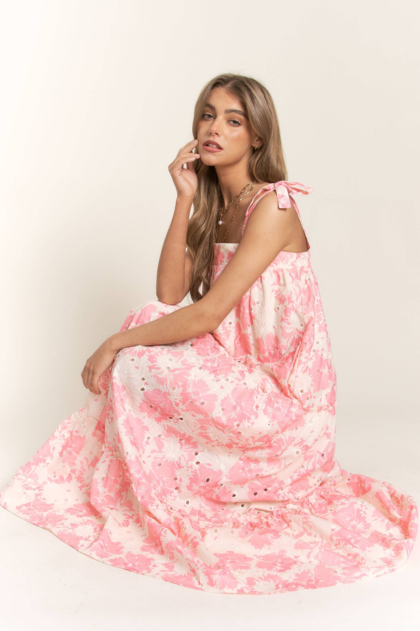 Floral Bandeau Maxi Dress With Tie Straps