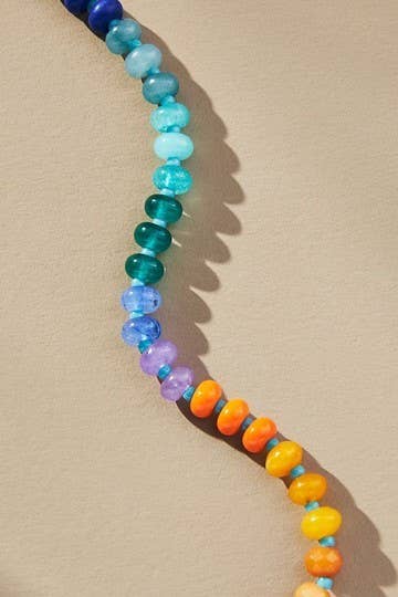 NATURAL AGATE GLASS SEMI PRECIOUS BEAD NECKLACE