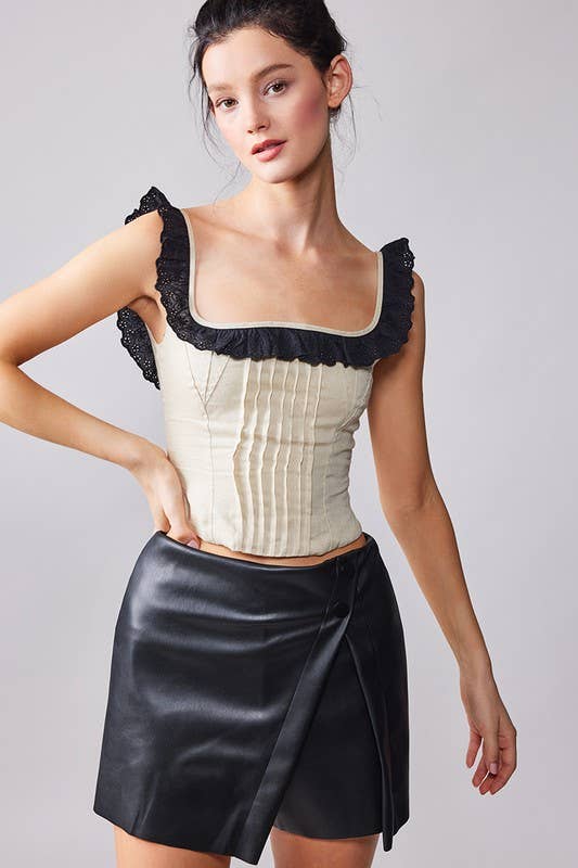 WRAP HEM LEATHER SKORTS