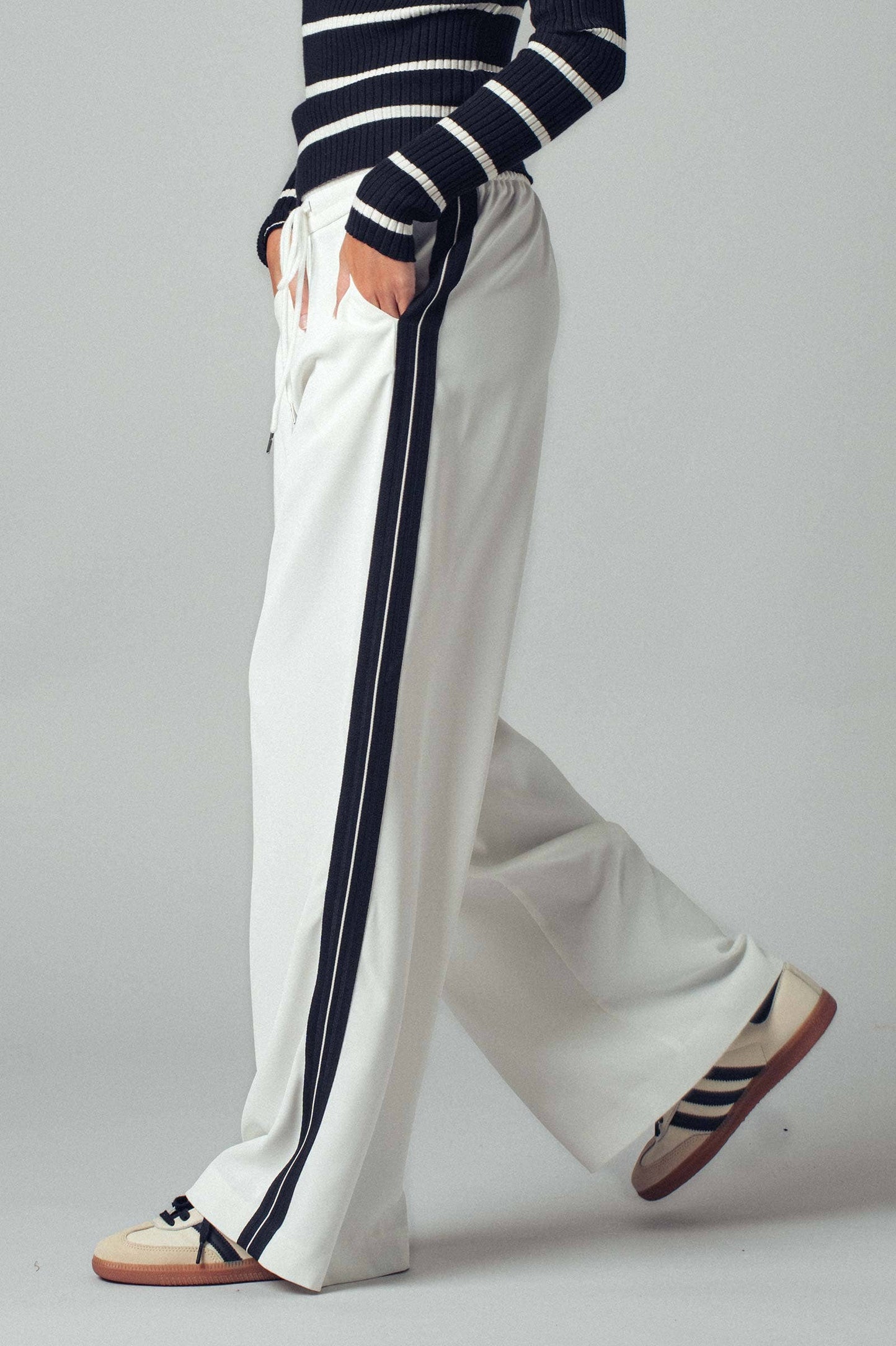 Side Stripe Drawstring Relaxed Statement Lounge Pants
