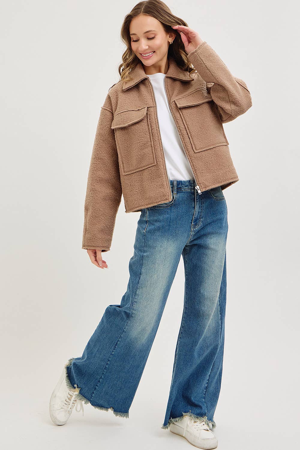 TEXTURED BOMBER JACKET/OUTERWEAR