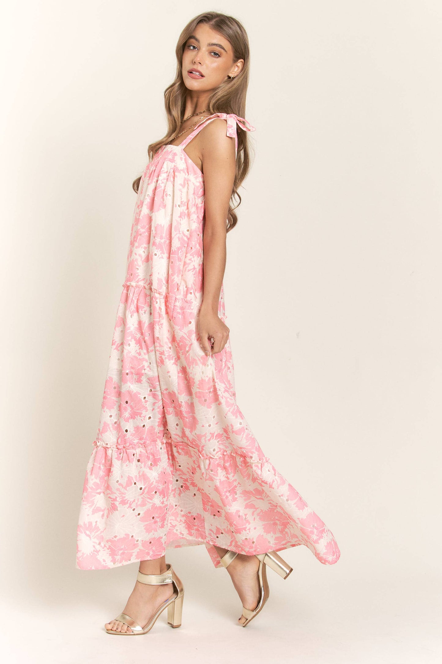 Floral Bandeau Maxi Dress With Tie Straps