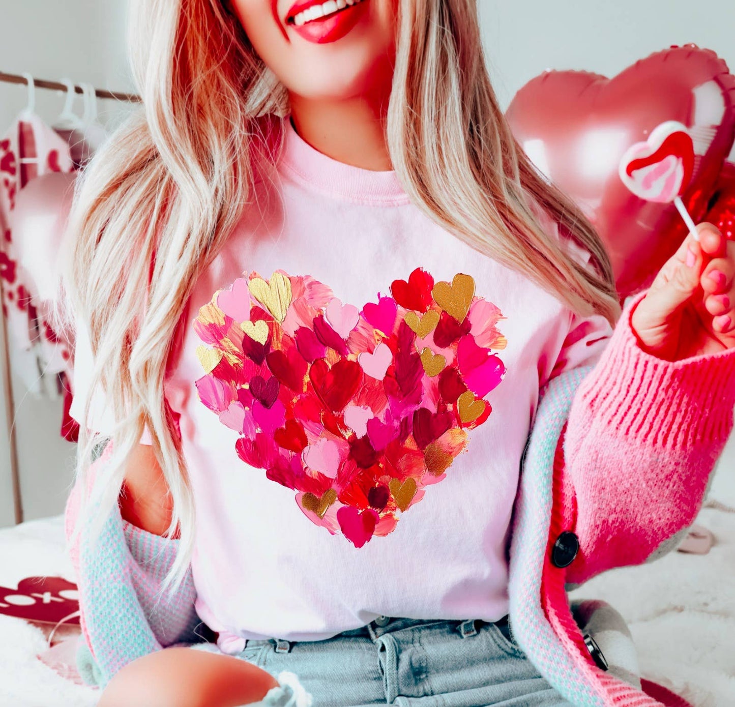 Watercolor Brushstroke Heart Graphic Tee Valentine’s Day