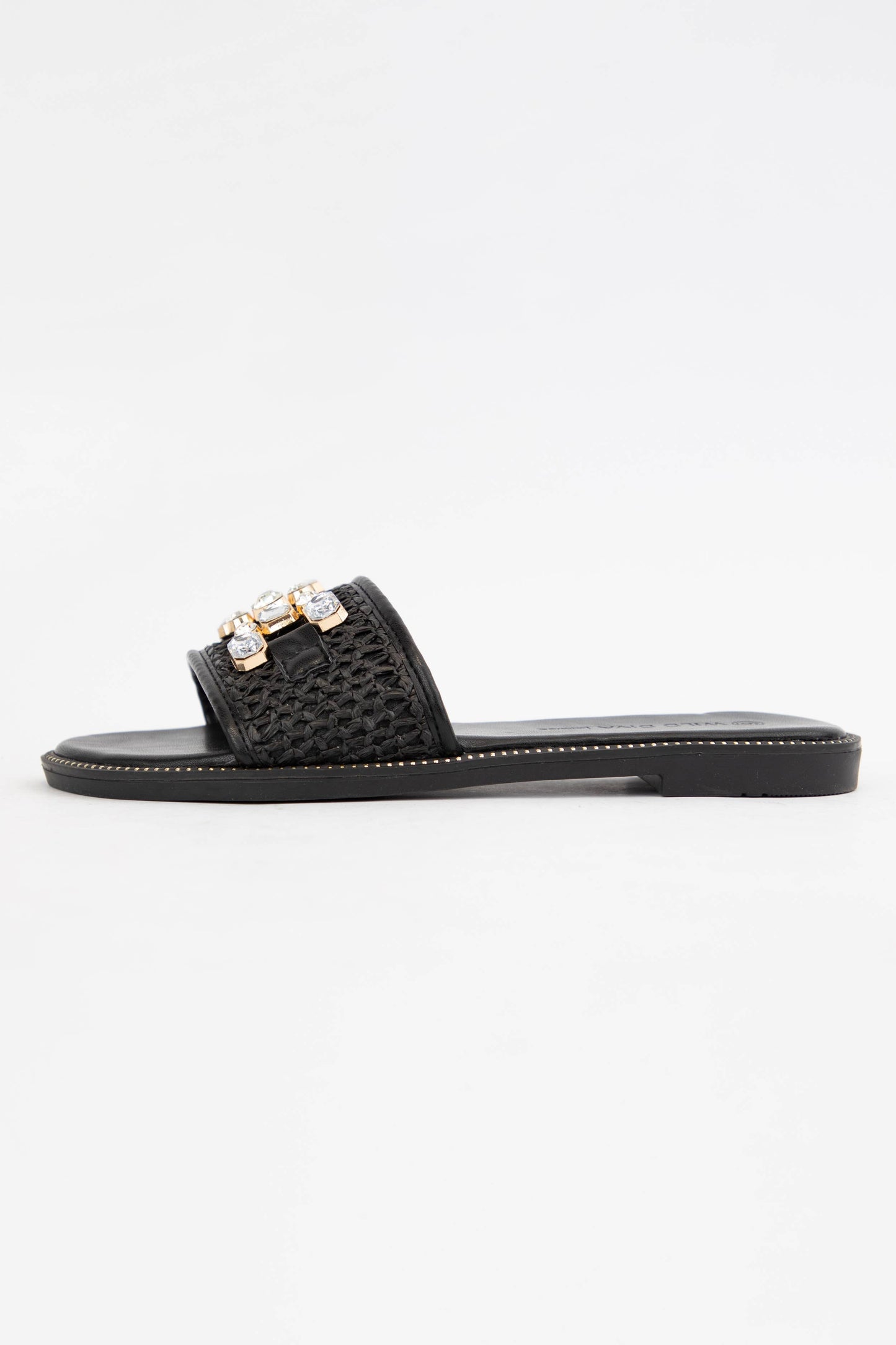 CRISTA-30 JEWEL DECOR RAFFIA UPPER SLIP-ON SANDALS