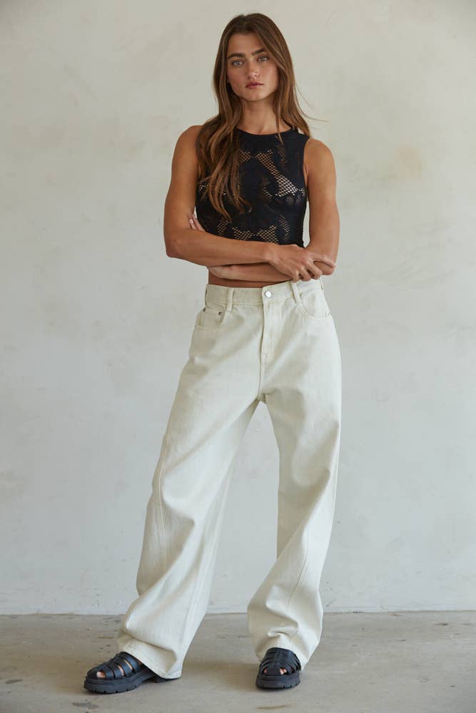 Knit Seamless Jacquard Round Neck Tank Top