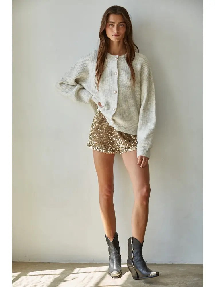 Woven Polyester Spandex Sequin Micro Shorts