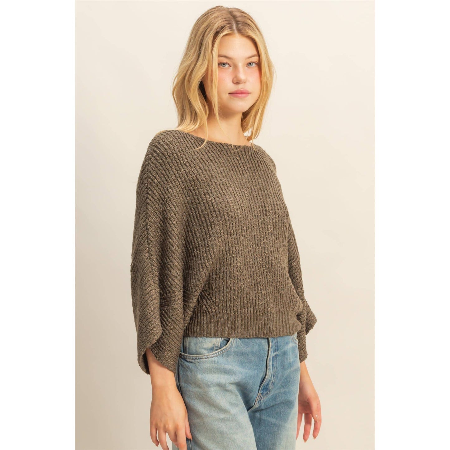 Boat Neck Knit Sweater
