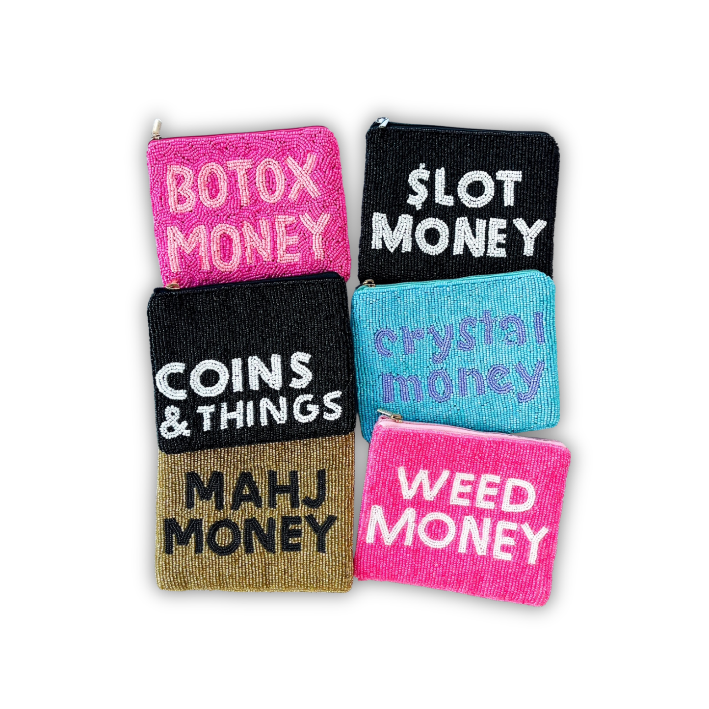 XL Beaded Coin Purse - Tipsy Sayings - Coin Pouch