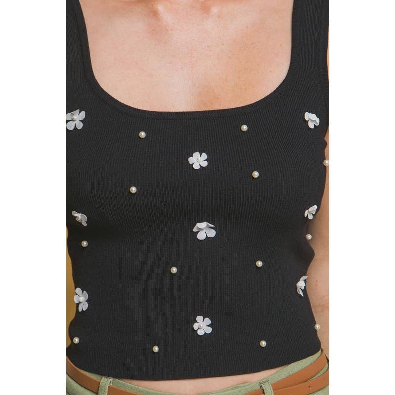 Rhinestone Embellished Knit Top