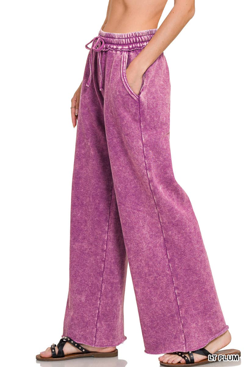 Acid Wash Fleece Sweatpants With Pockets