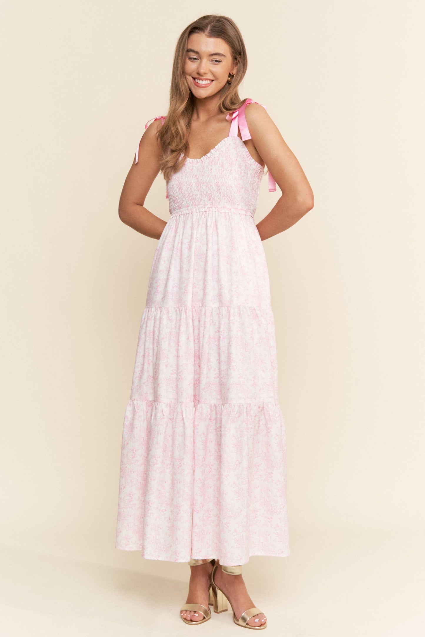Empire Neck Line Floral Tiered Maxi Dress