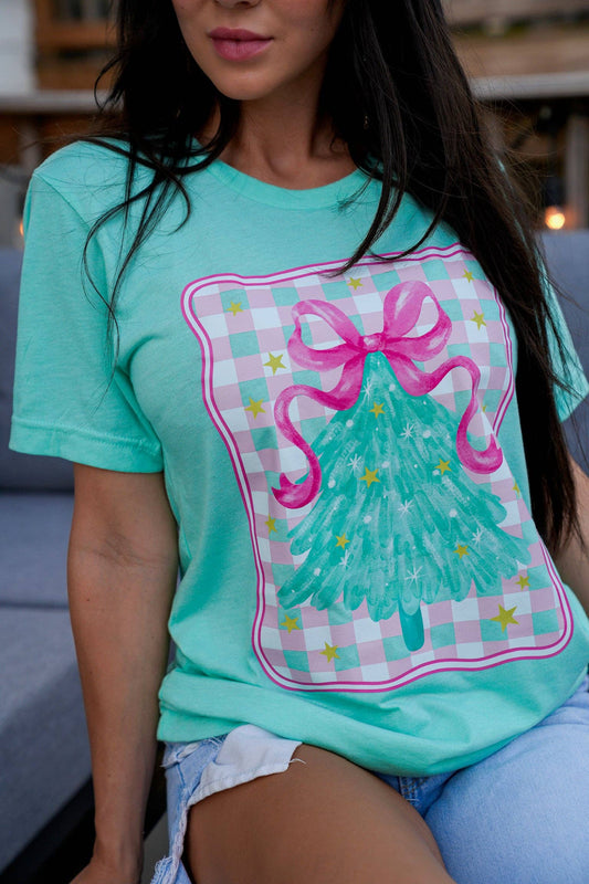 Preppy Christmas Tree | Heather Mint | Short Sleeve Tee