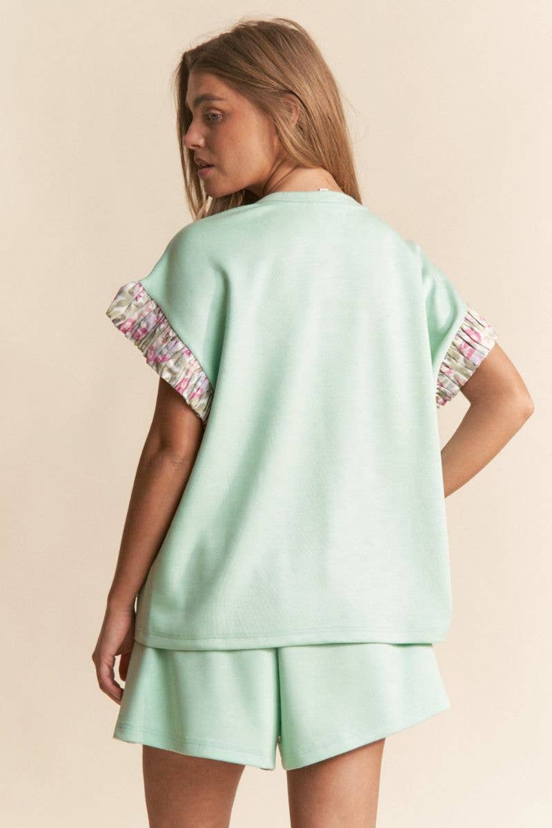 Floral Print Short Sleeve Top and Shorts Set