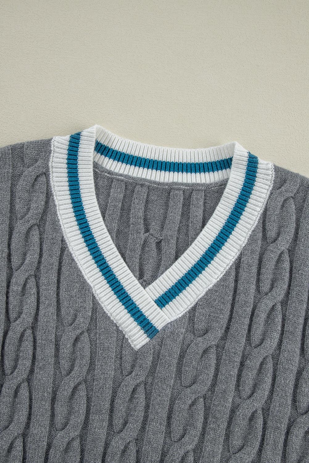 Medium Grey Contrast rib Fried Dough Twists Sweater