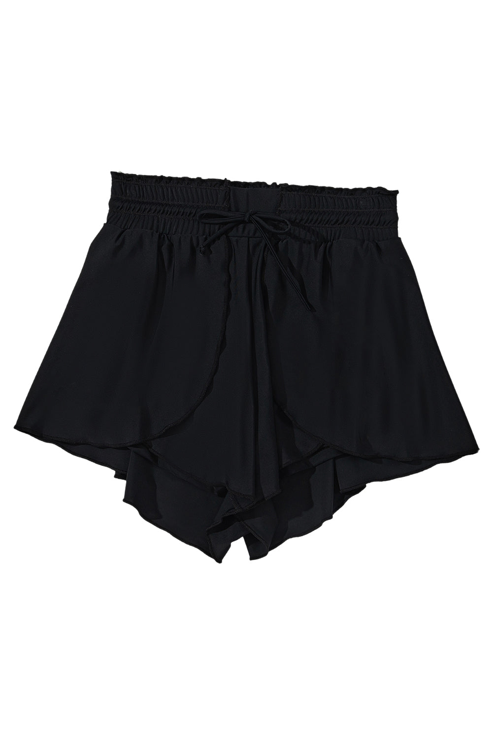 Dark Grey Frill High Waist Petal Wrap Swim Shorts