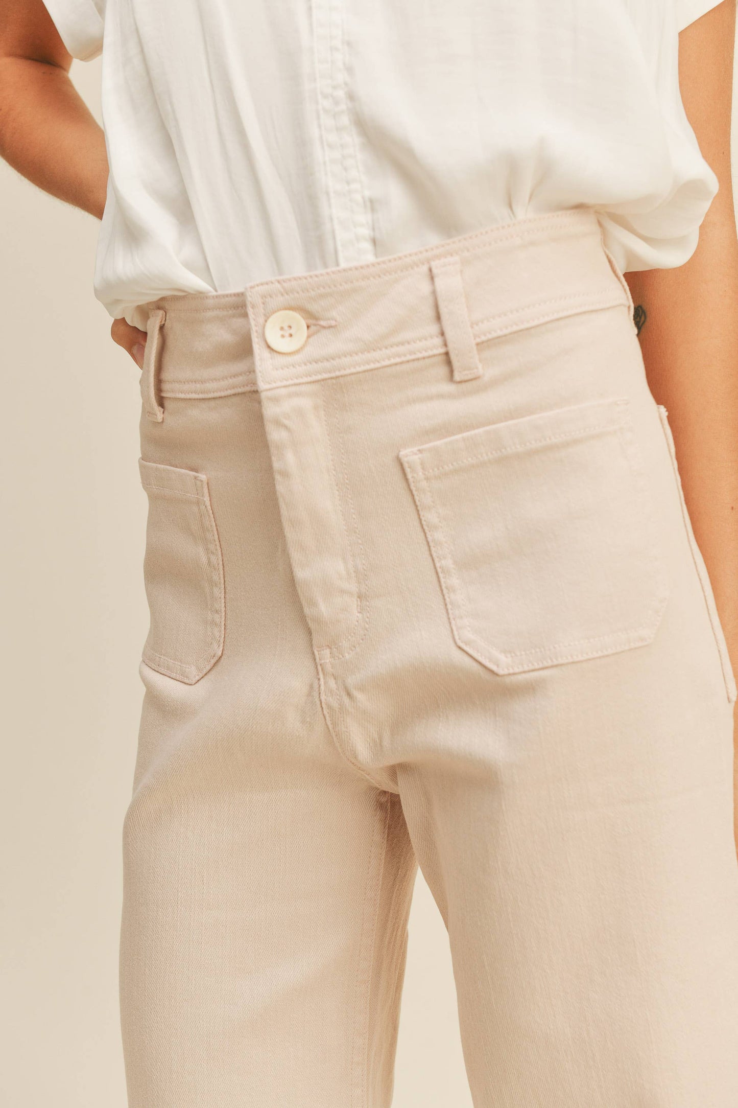 MMP1913   STRAIGHT WIDE LEG PANTS WITH FRONT POCKET