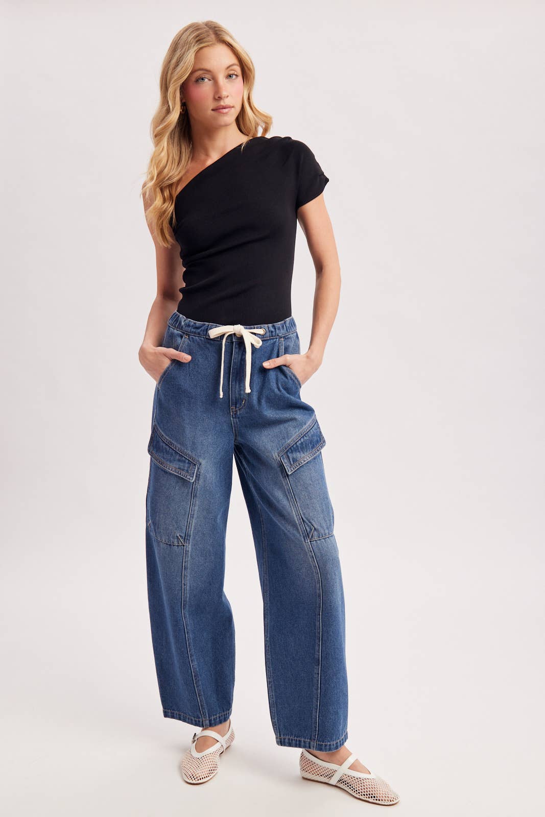 DRAPED KNIT ASYMMETRIC ONE SHOULDER KNIT TOP