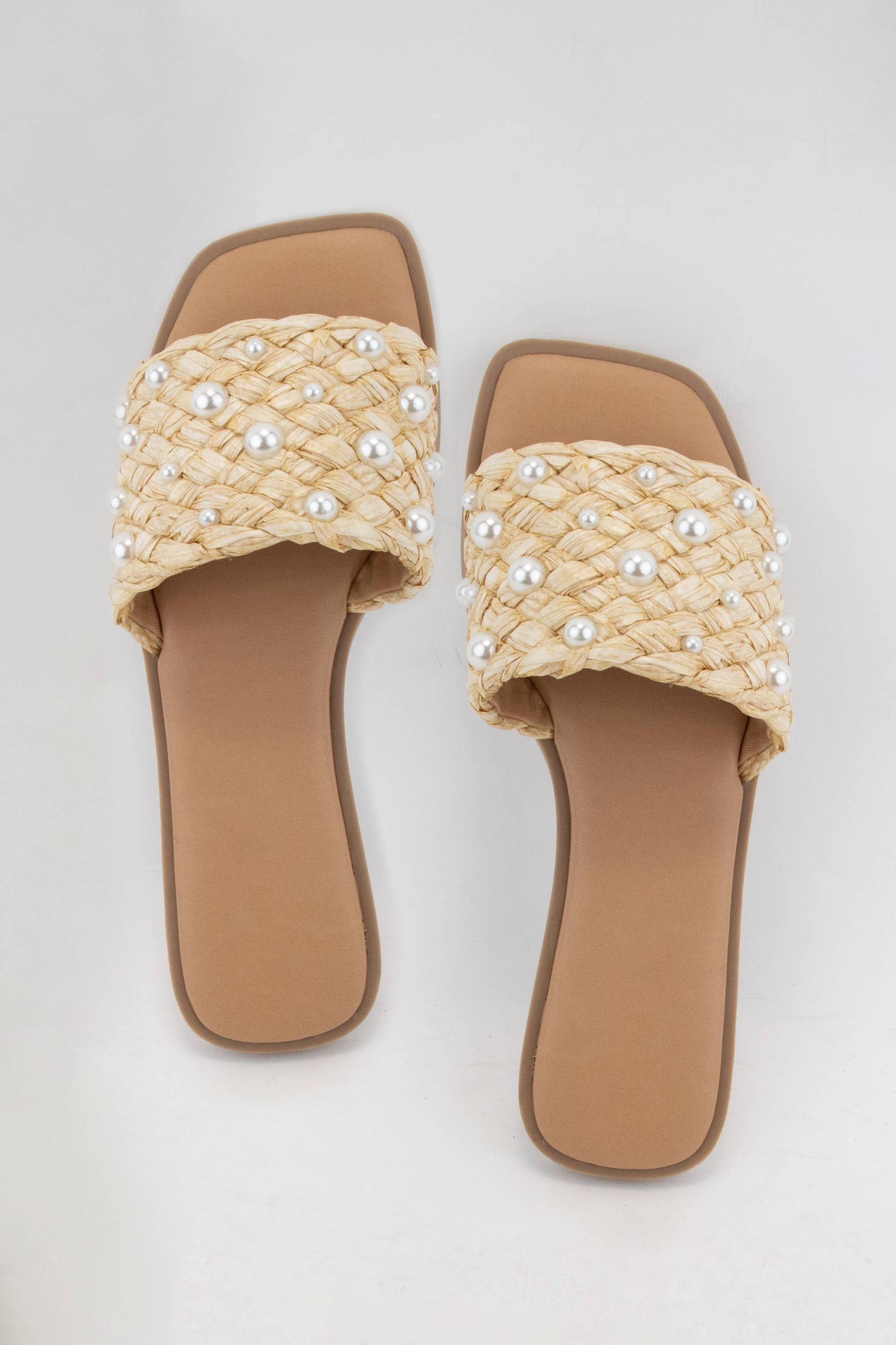 ENGINE PEARL DECOR RAFFIA WOVEN UPPER SLIDE SANDAL