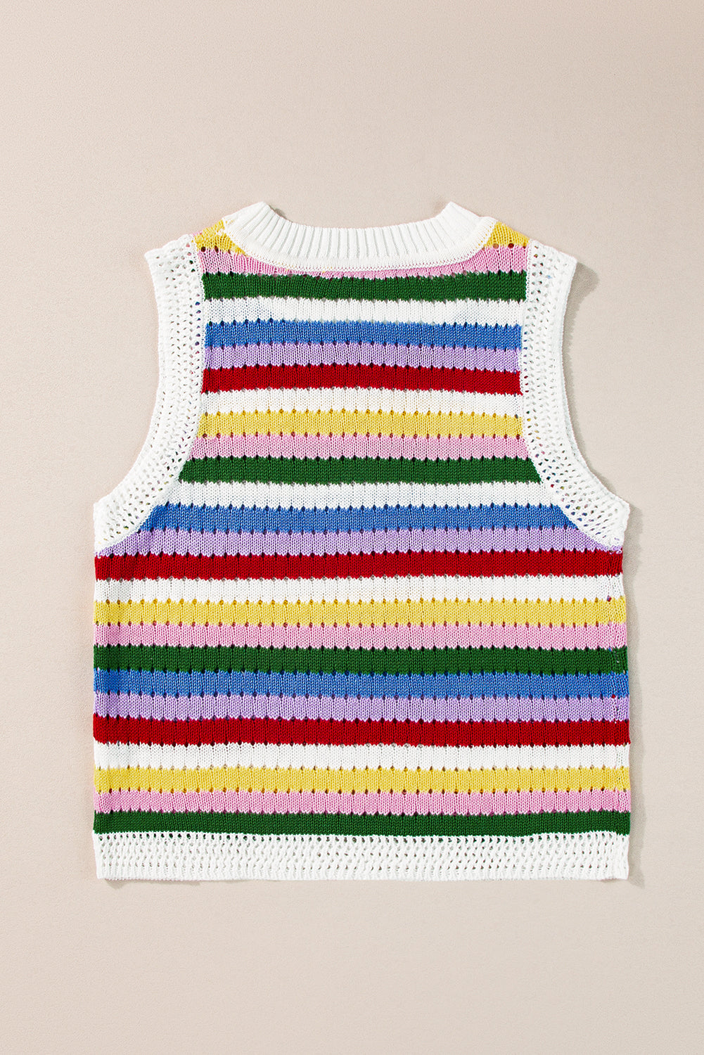 Multicolour Striped Cutout Knit Tank Top