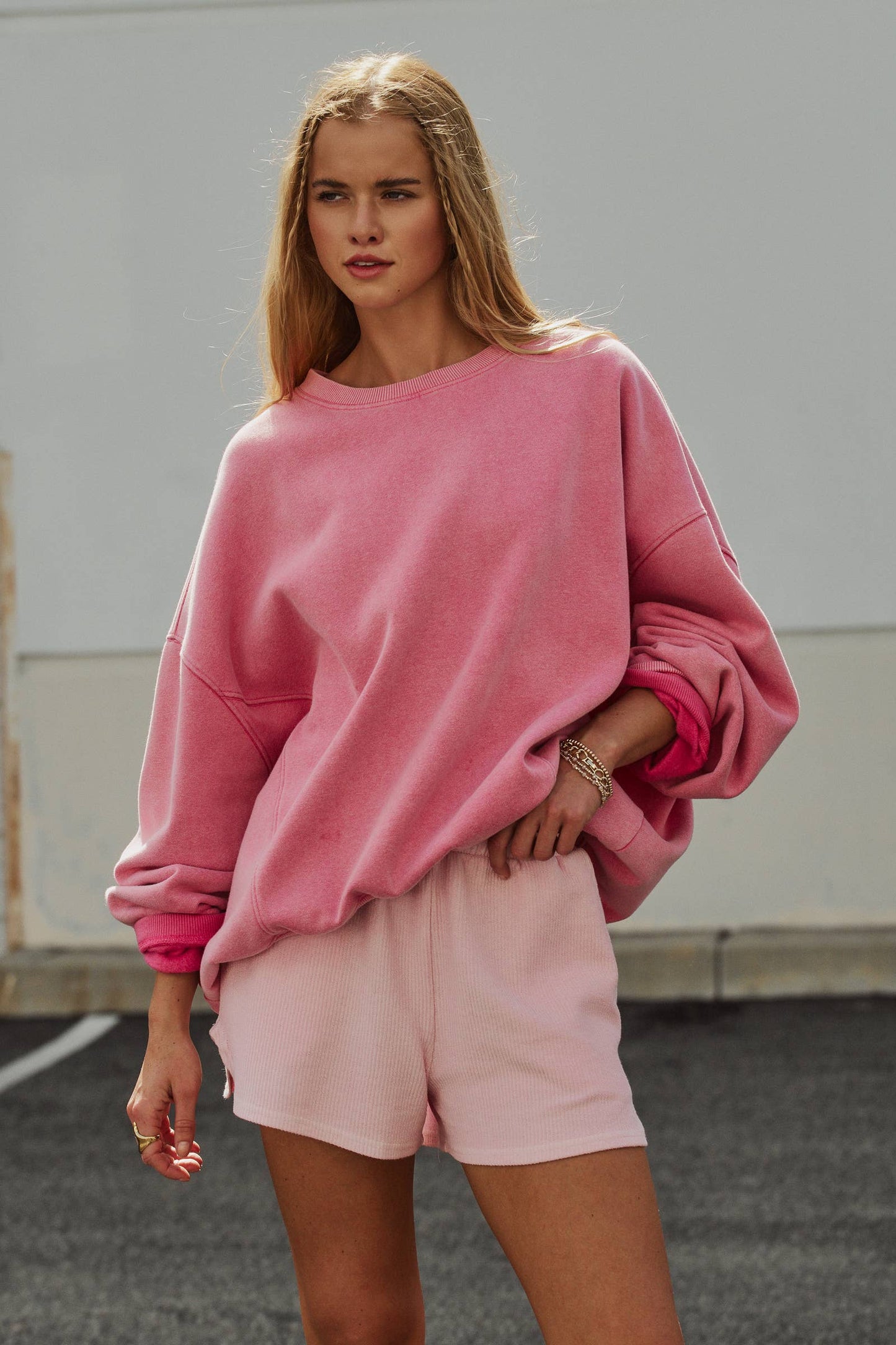 Crew Neck Comfort Washed  Sweatshirt