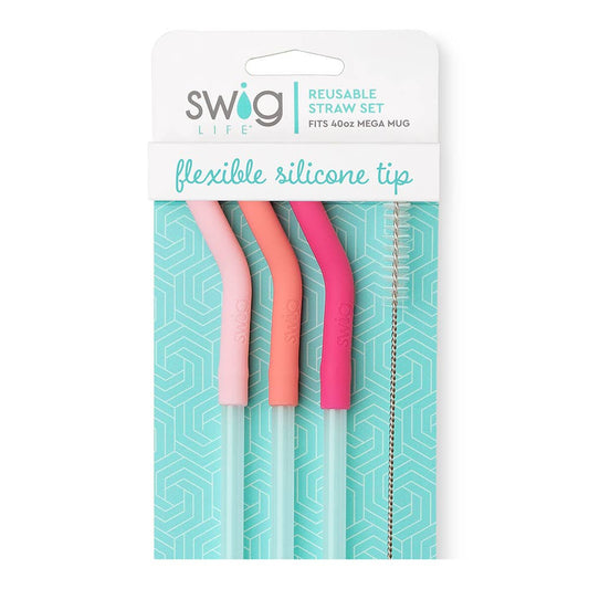 Blush/Coral/Pink  Reusable Straw Set (Mega Mugs)