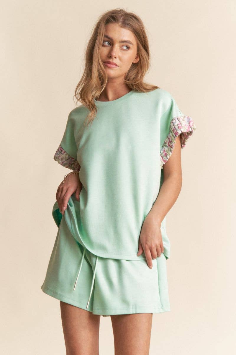 Floral Print Short Sleeve Top and Shorts Set