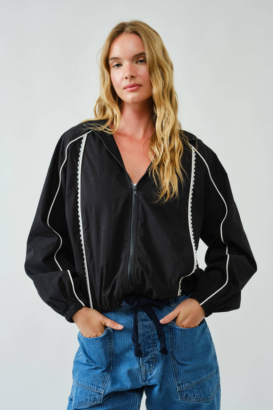 LACE TRIM ACTIVE RAINCOAT JACKET