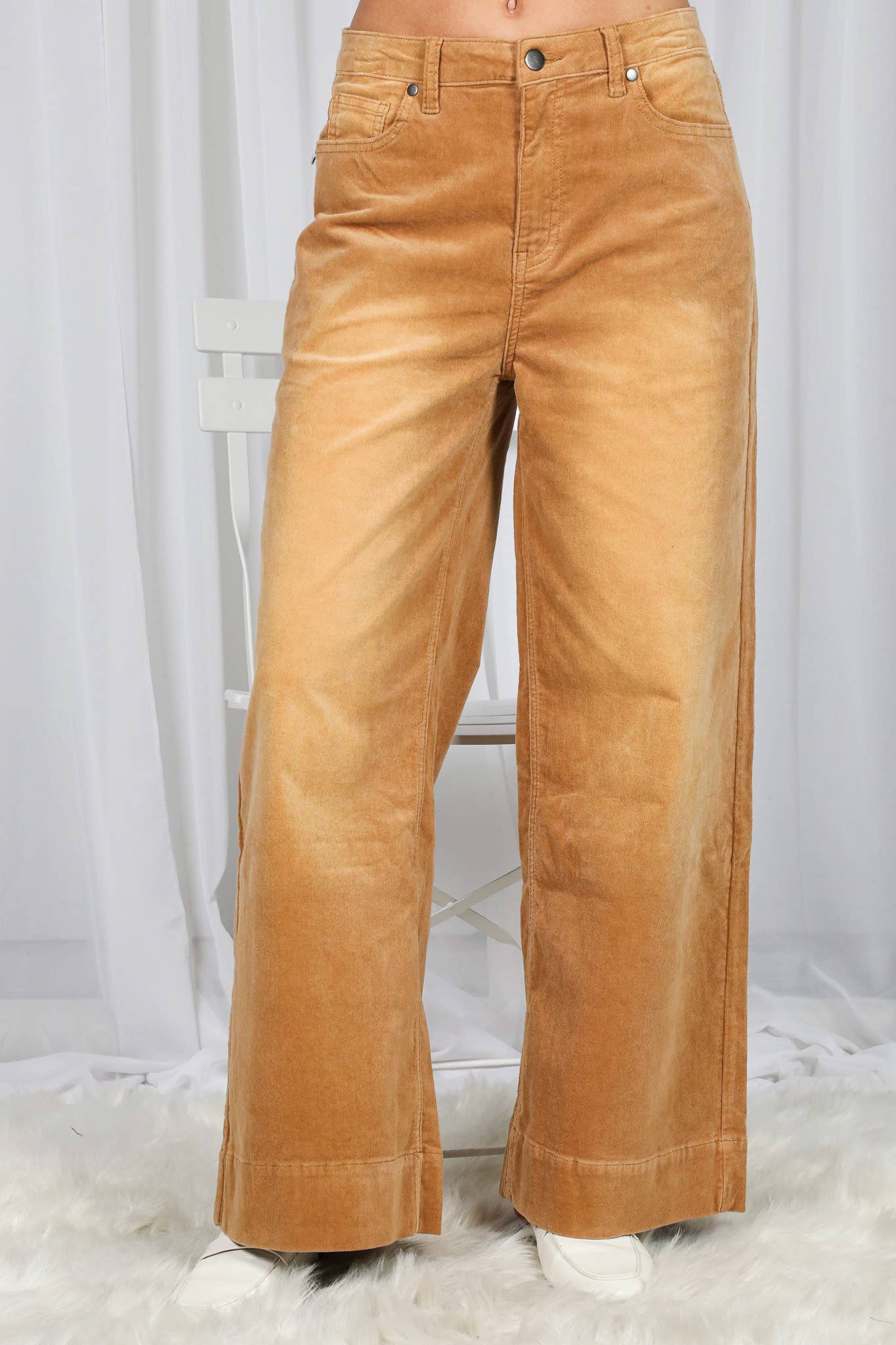 Stone Washed Cotton Corduroy Cropped Pants VP83141