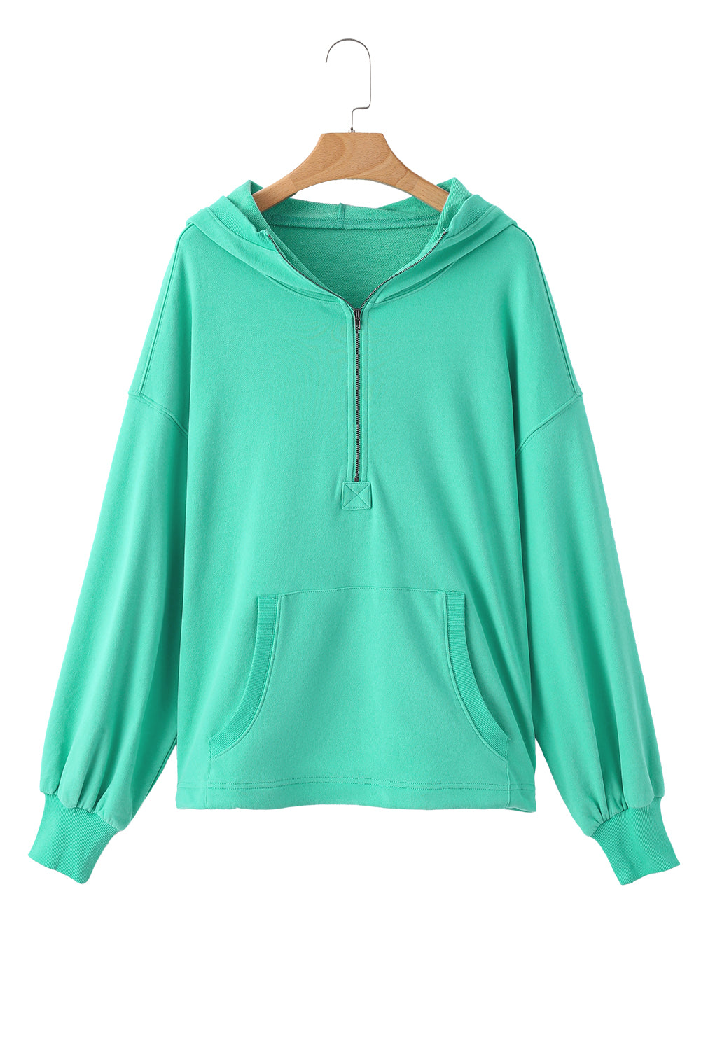 Parchment Kangaroo Pocket Half Zipper Oversized Hoodie