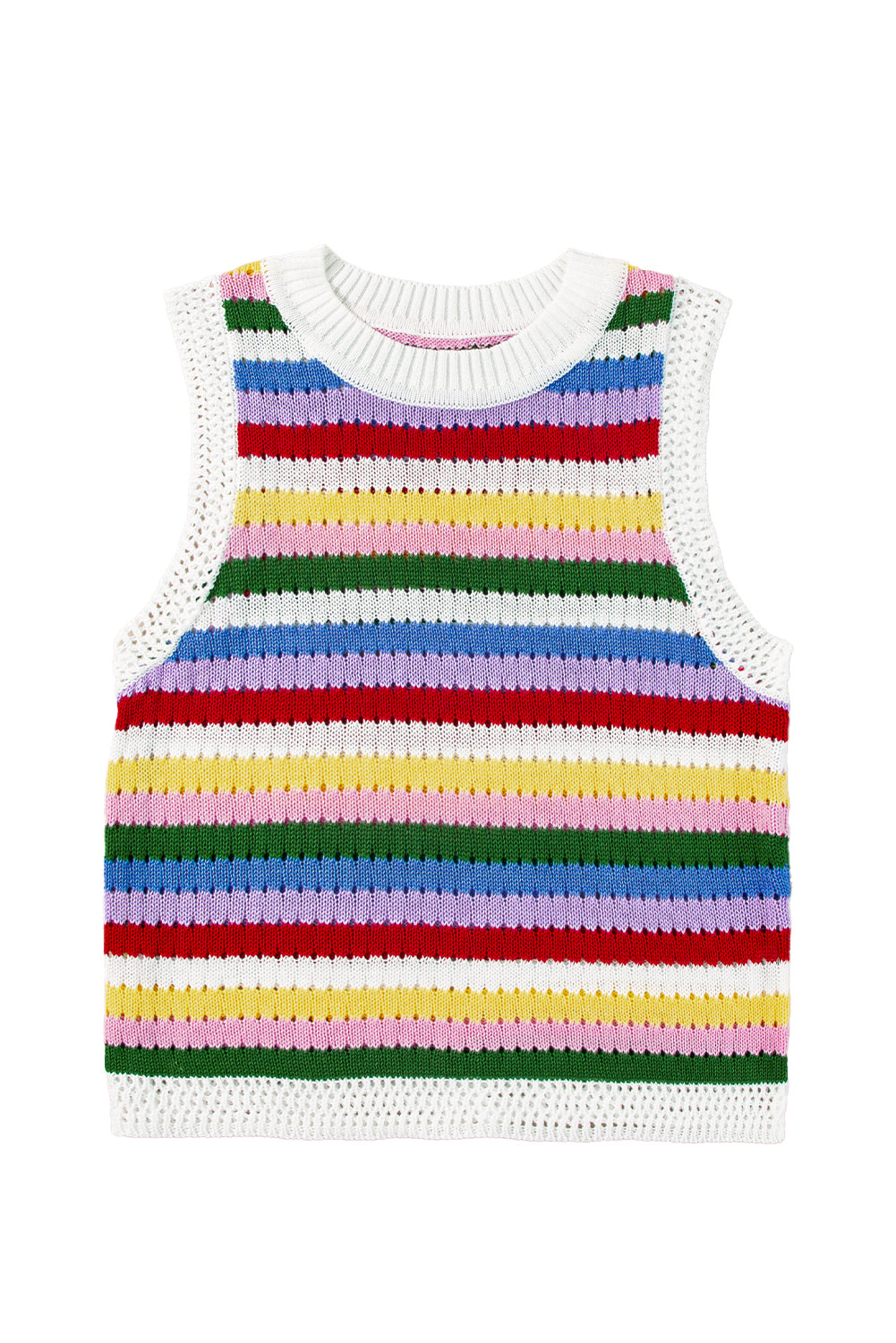 Multicolour Striped Cutout Knit Tank Top