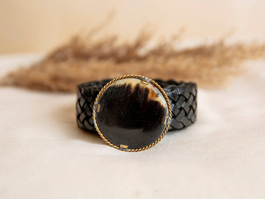 CINTURON  DE CUERO NEGRO PLUTON ESTRECHO