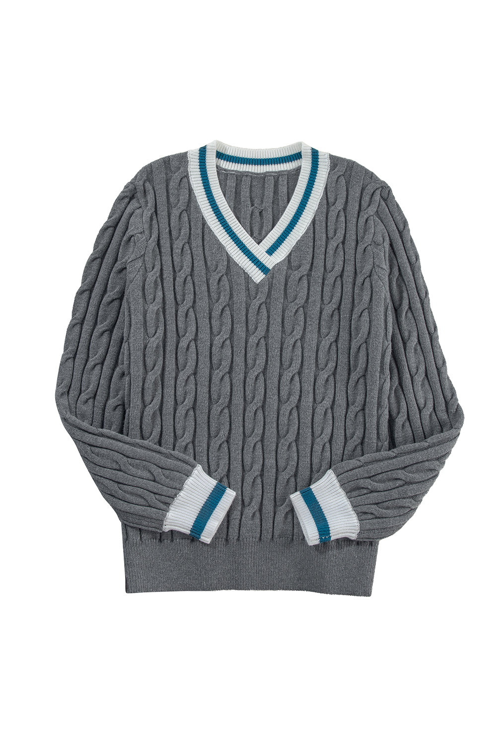 Medium Grey Contrast rib Fried Dough Twists Sweater