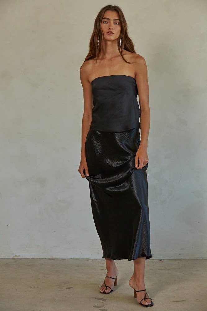 Woven Polyester Satin Tube Strapless Top