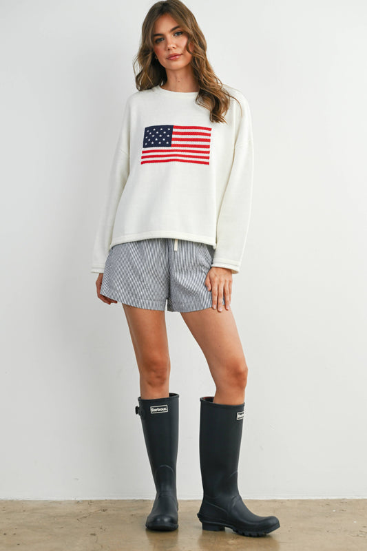 Casual Striped Drawstring Shorts