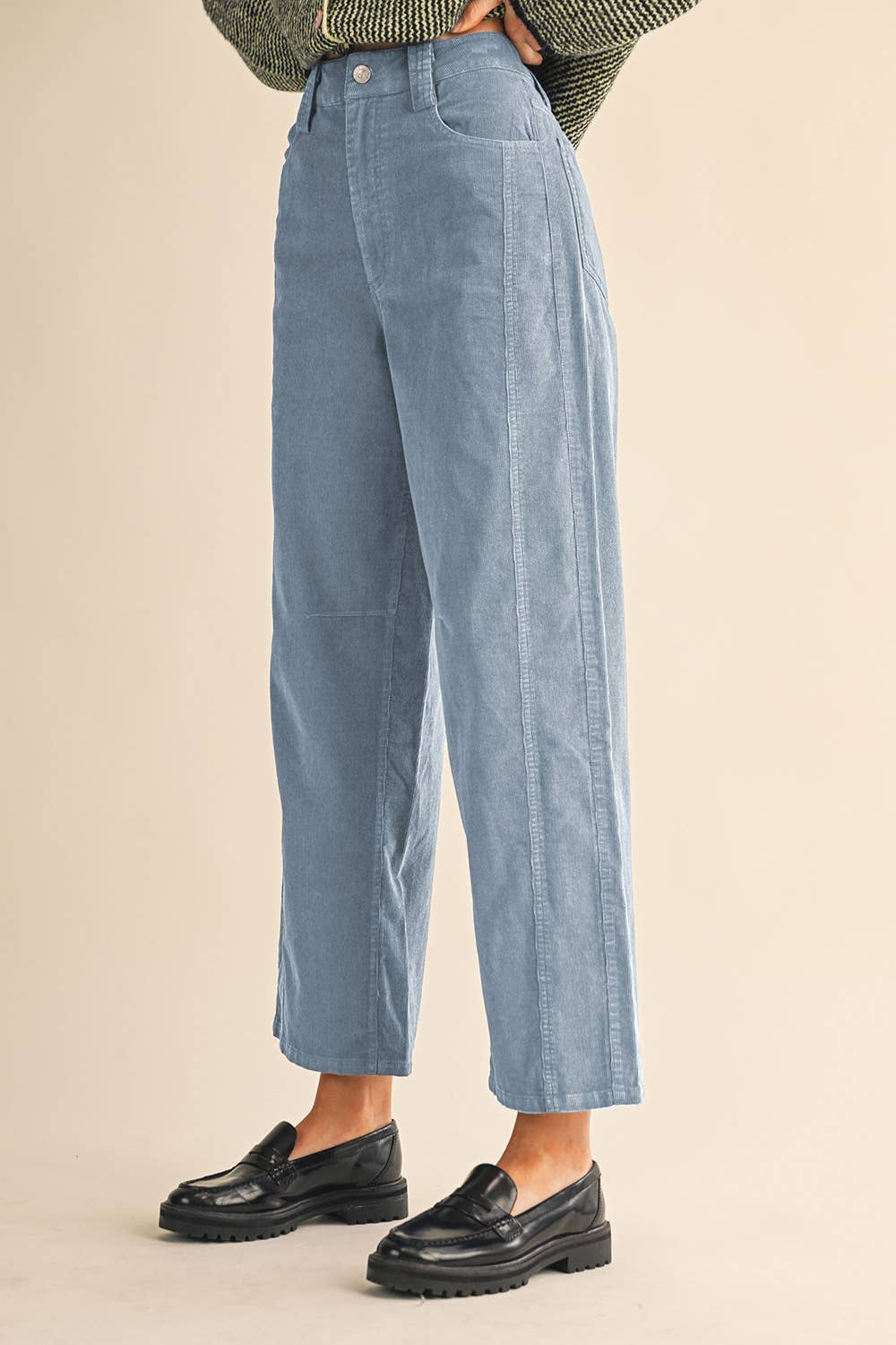 CORDUROY HIGH WAIST WIDE LEG PANTS MP4263