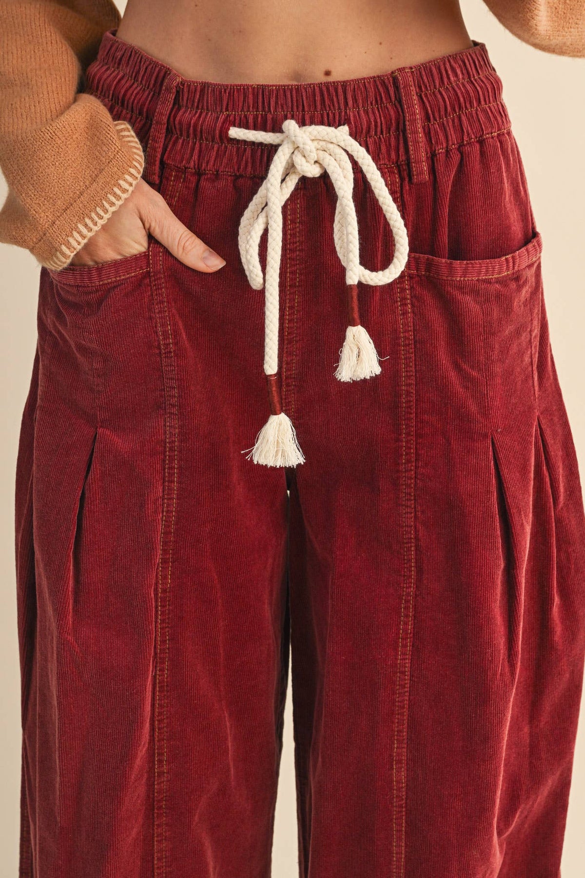 WASHED CORDUROY PLEATED BARREL PANTS MP4155