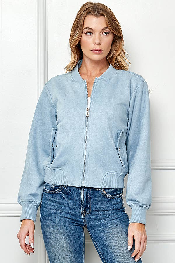 Women's Faux Suede Bomber Jacket