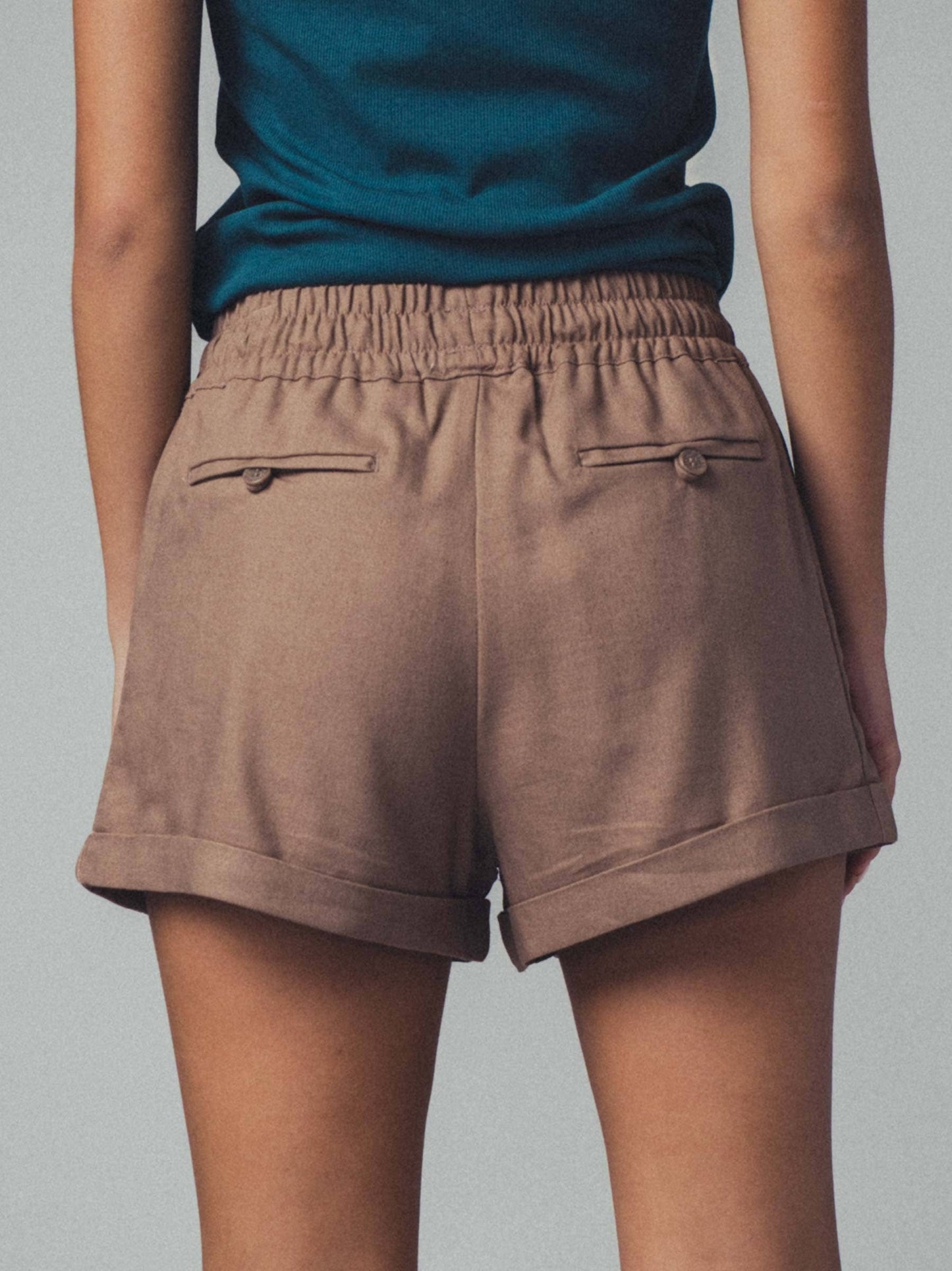 Viscose Linen Blend Drawstring Shorts