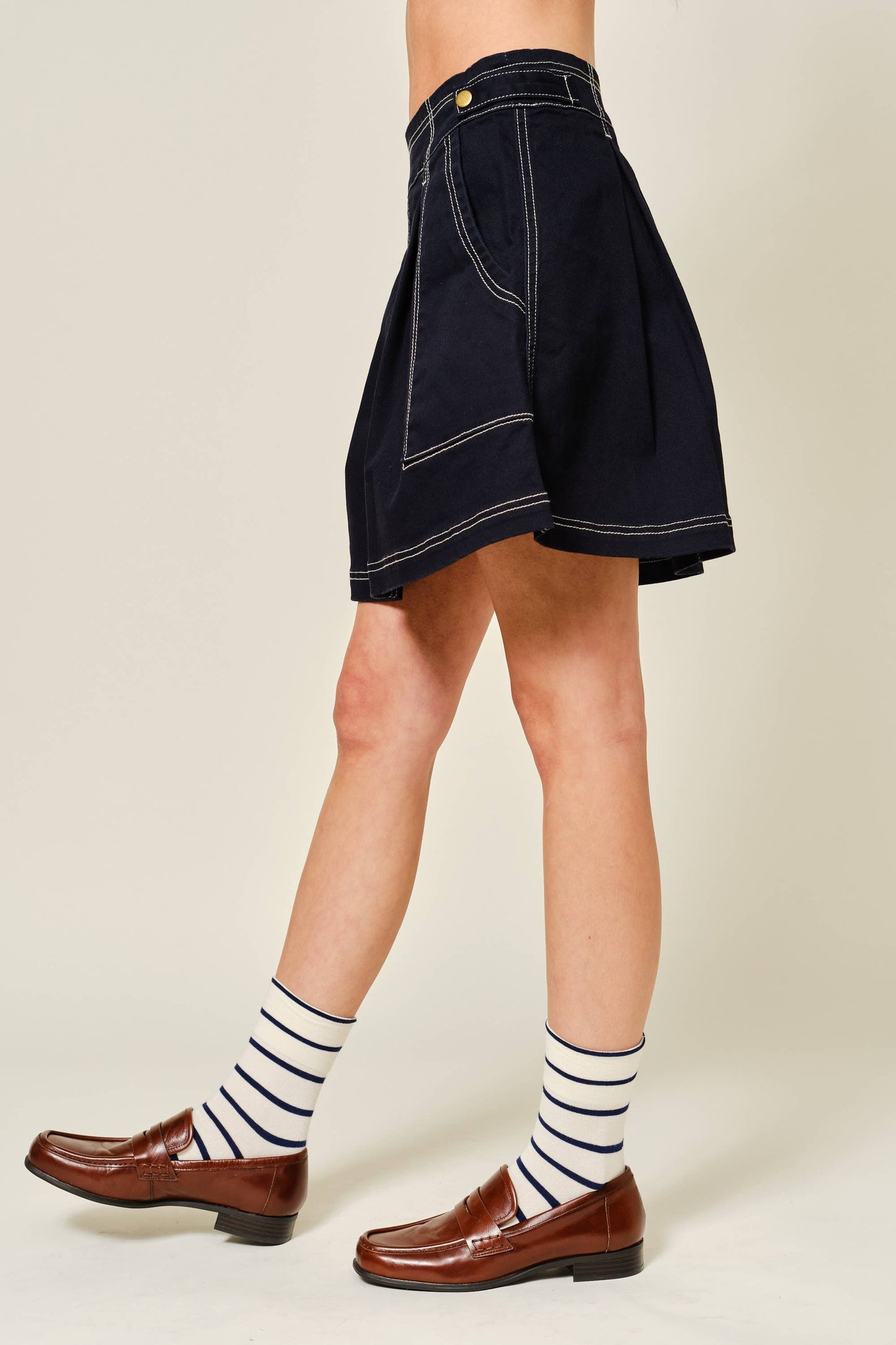 SUPER STRETCH STITCHES DETAIL A LINE COTTON SKIRT