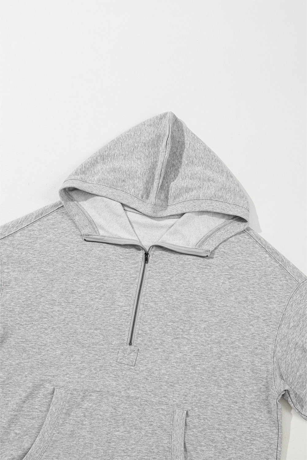 Parchment Kangaroo Pocket Half Zipper Oversized Hoodie