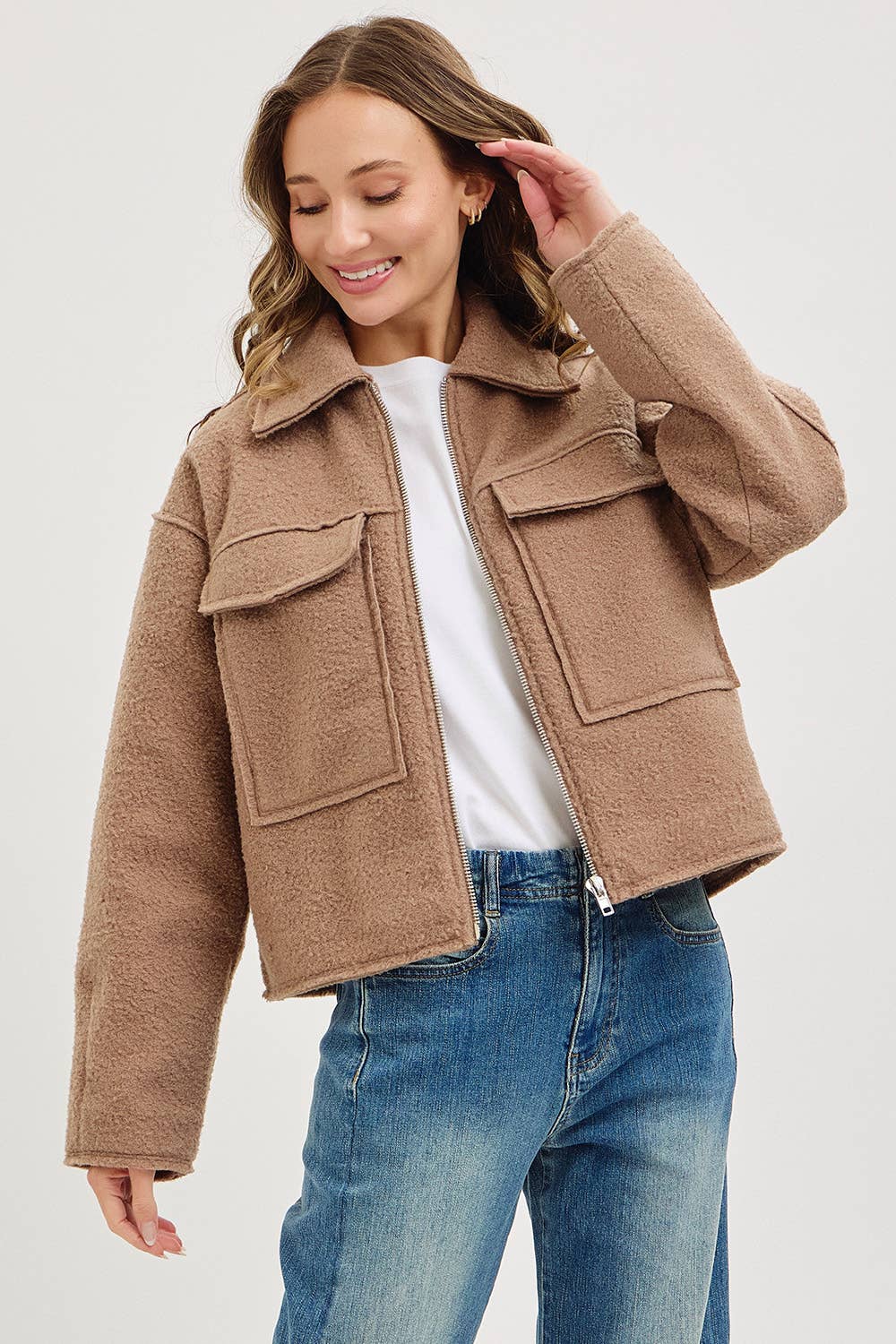 TEXTURED BOMBER JACKET/OUTERWEAR