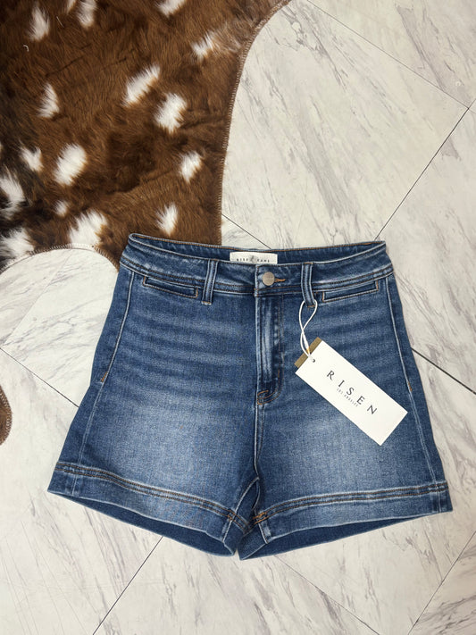 High Rise Front Welt Pocket Shorts