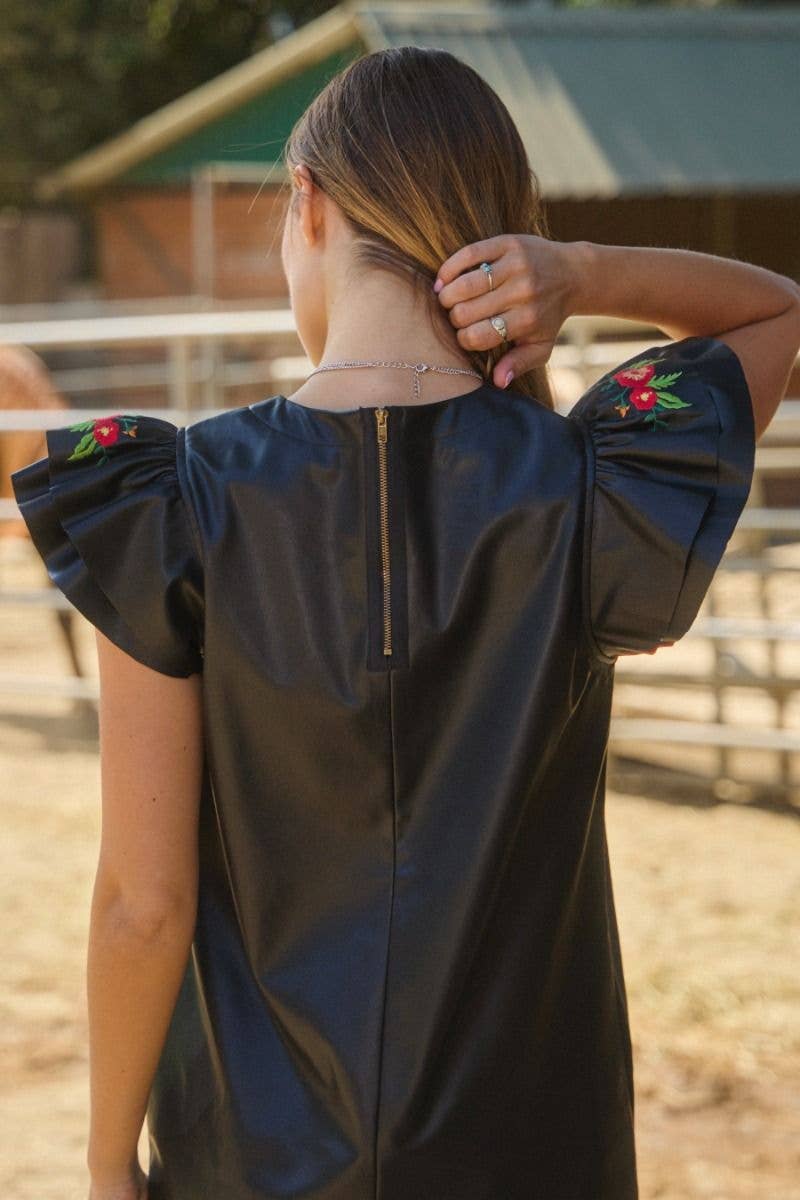 PU Leather Shift Mini Dress